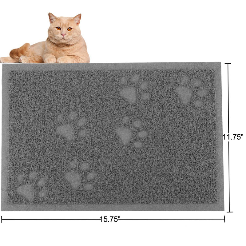 URDOGSL Cat Litter Mat, Premium Durable Cat Litter Trapping Mat for Litter Boxes, Water Resistant and Scatter Control Cat Feeding Mat, Non-Slip Backing, Easy to Clean 15.75"x11.75" Gray - BeesActive Australia