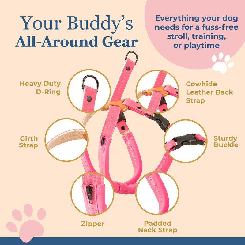 Crown Koni Dog Harness Padded Dog Halter - 11in Lightweight for Walking Large and Medium Canines, Double-Stitched Durable Nylon, Protective Pet Accessory for Your Buddy, Easy to Use Blue Small - BeesActive Australia