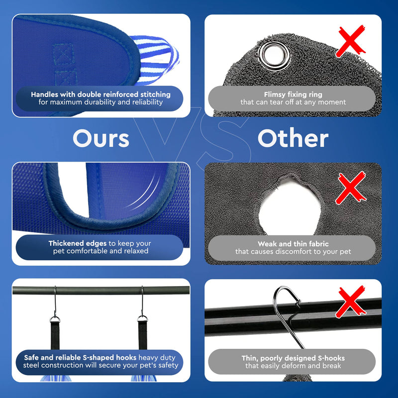 Pet a Friend Dog and Cat Grooming Hammock - Hanging Harness for Nail Trimming, Clipping - Pet Grooming Hammock Sling - Dog and Cat Holder, Hanger, Restraint Bag - Grooming Hammock for Dogs Small Blue - BeesActive Australia