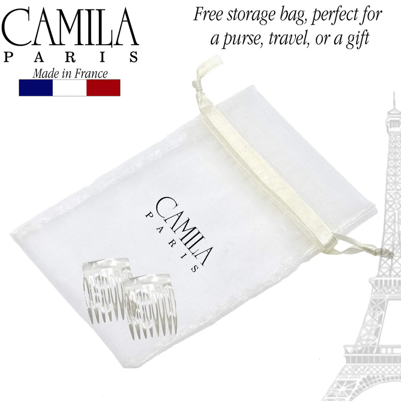 Camila Paris CP3010 French Hair Side Comb Handmade Small Pearl French Twist Hair Combs Decorative, Strong Hold Hair Clips for Women Bun Chignon Up-Do Styling Girls Hair Accessories, Made in France - BeesActive Australia