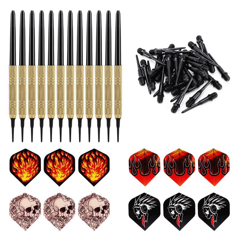 Accmor 12 Pcs Soft Tip Darts, 14g Plastic Tipped Dart, Attach Extra 36 Black 2BA Replacement Tips, Soft Tip Darts for Electronic/Plastic Dartboard - BeesActive Australia