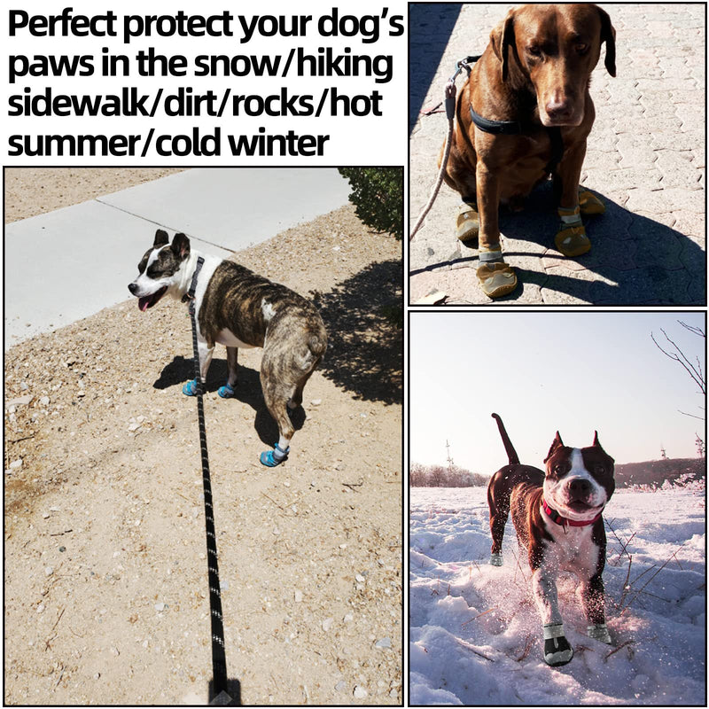 Dog Booties for Hot Pavement Waterproof Breathable Dog Summer Shoes Dog Boot for Small Medium Large Dogs, Puppy Shoes Paw Protector for Hiking 4PCS #4 (width 2.16 inch) for 36-43 lbs Khaki-Waterproof - BeesActive Australia