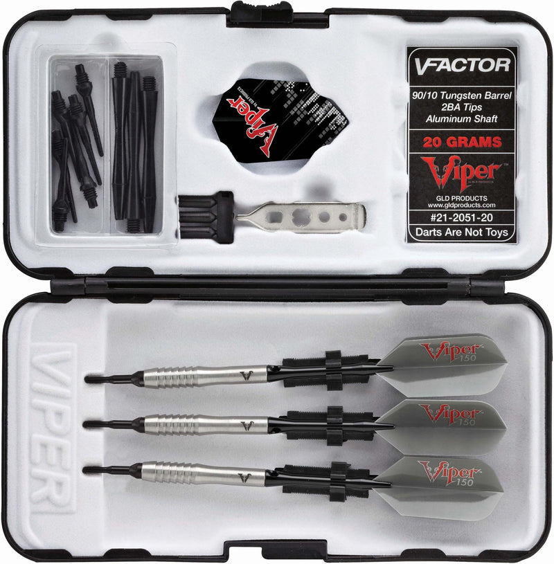 [AUSTRALIA] - Viper V-Factor 90% Tungsten Soft Tip Darts with Storage/Travel Case Partial Shark Fin (20 Grams) 