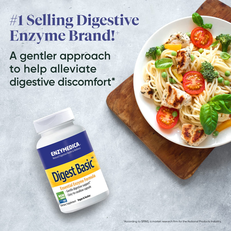 ENZYMEDICA - Digest Basic (180 Capsules) | Digestive Enzymes Supplements | Digestive Enzymes Blend for Sensitive Stomachs, Nutrient Supplements, Gut Health Supplement, Easy Digest, Vegan, Dairy Free 180 Count (Pack of 1) - BeesActive Australia