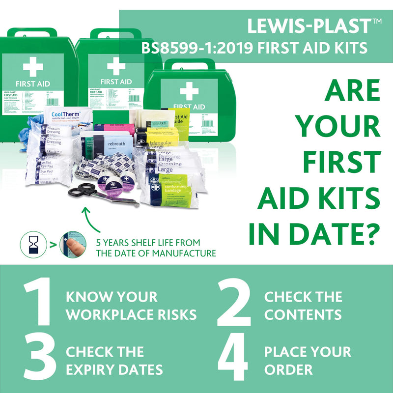 LEWIS-PLAST Premium Small HSE 10 Person Polypropylene First Aid Box - Complete with Integrated Carry Handle and Unique Flip-up Wall Mounting System - Meets Health & Safety Executive Guidelines HSE 10 People - BeesActive Australia