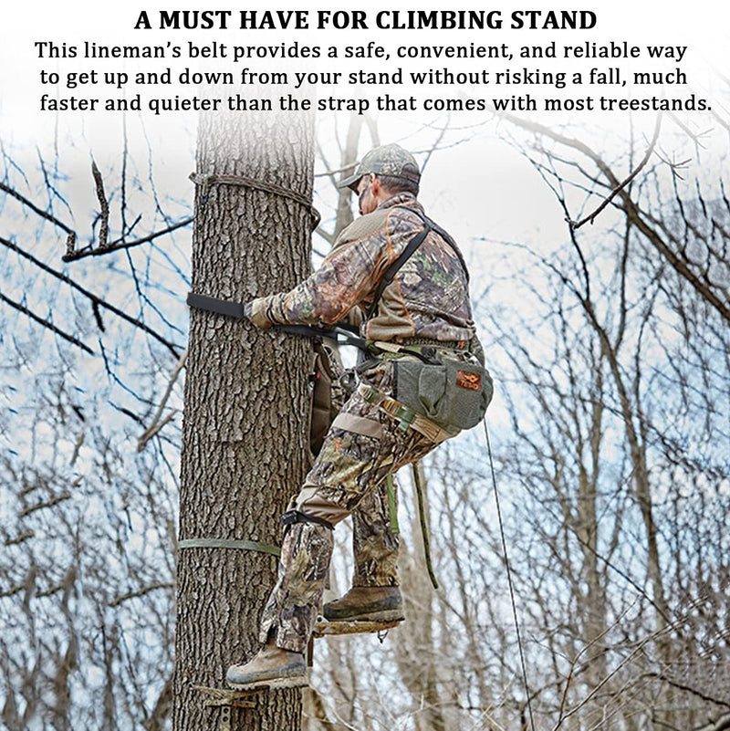 Huntury Lineman's Climbing Strap, Lineman Belt, Tree Climbing Harness, Quick, Easy and Quiet to Use for Climbing Stand, Hanging Deer Stand, Fall Protection from Treestand - BeesActive Australia