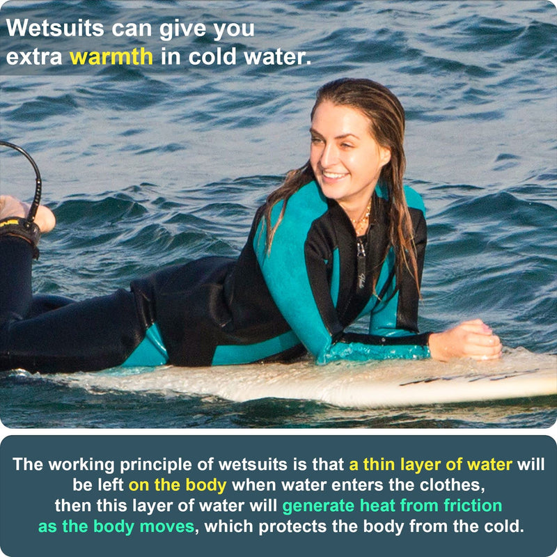 Hevto Wetsuits Tops Men and Women 3mm Neoprene Surfing Kayak SUP Jacket Keep Warm for Water Sports Women Blue X-Small - BeesActive Australia