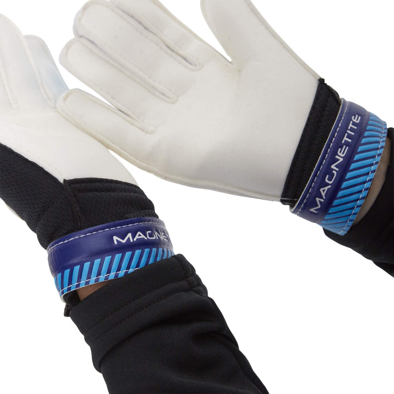 Mitre Magnetitie Soccer Goalie Gloves 8 Black/Cyan/Yellow - BeesActive Australia