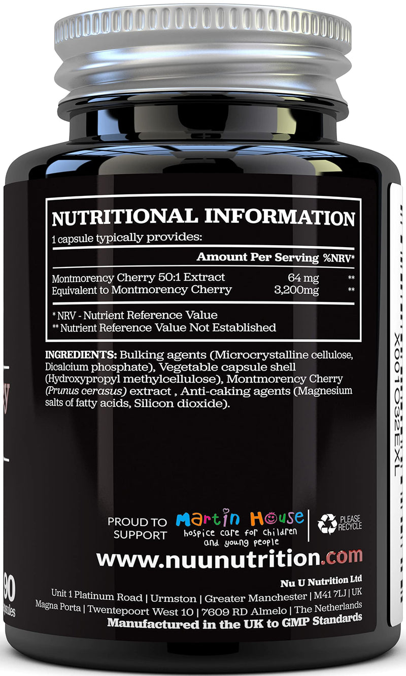 Montmorency Cherry Capsules 3200mg, 90 Vegan Capsules 3 Month Supply, High Strength Natural Tart Cherry Extract - Vegan Friendly with No Added Sugars - BeesActive Australia