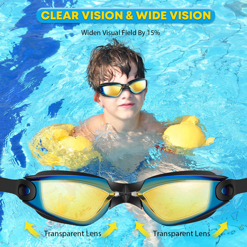 Portzon Swimming Goggles Anti Fog Swimming Goggles Clear No Leaking Black - BeesActive Australia