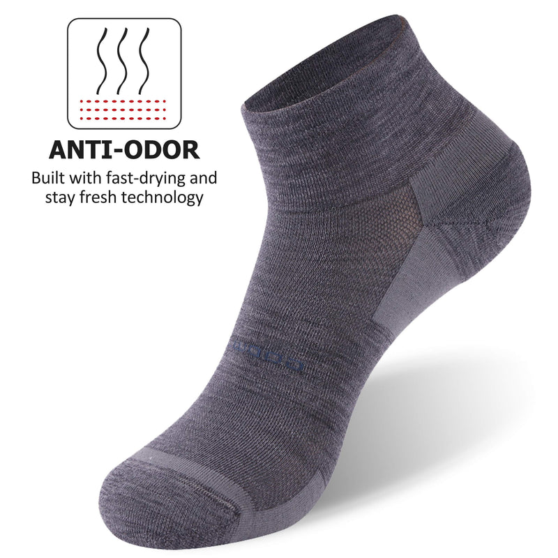 ZEALWOOD Merino Wool/Bamboo No Show/Ankle/Crew Athletic Socks Running Golf Tennis Hiking Socks,1/3 Pairs 3xgrey Quarter Large - BeesActive Australia