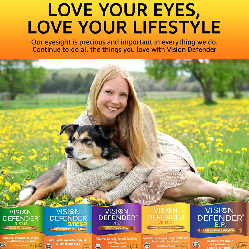 Lutein, Zeaxanthin & Meso-Zeaxanthin Eye Supplement: Vision Defender MAC � Antioxidant Carotenoids �Eye Vitamins� for Eyesight, Eye Care & Health - Vegan/Vegetarian - 90 Capsules/One-A-Day -Made in UK - BeesActive Australia