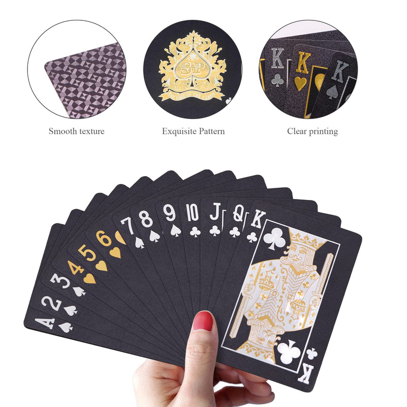 ACELION Waterproof Playing Cards, Plastic Playing Cards, Deck of Cards, Gift Poker Cards (Black) - BeesActive Australia