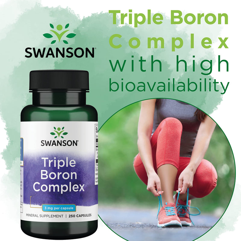 Swanson, Premium Triple Boron Complex (Boron Complex), 3mg, 250 Capsules, High Stength, Laboratory Tested, SOYA Free, Gluten Free, Non-GMO - BeesActive Australia