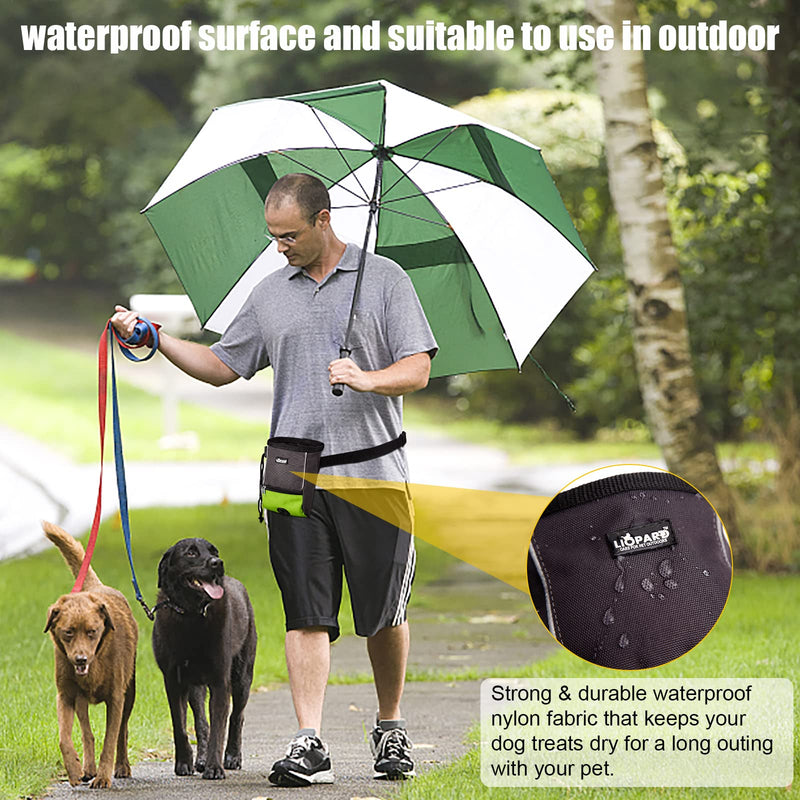 LIOPARD Puppy Small Waterproof Fanny Pack Dog Accessories Large Treat Bags Training Pouch Waist Waste Bags with Dispenser Walking Poop Food Storage Agility Equipment Pet Supplies Toy Belt green - BeesActive Australia