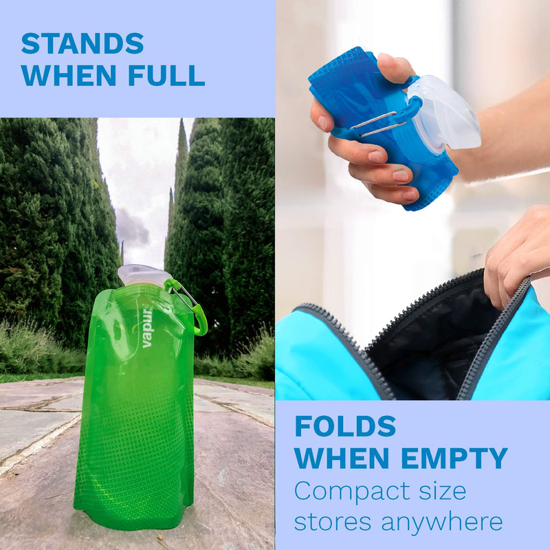 Vapur Solid Flexible Water Bottle - with Carabiner .50 Liter, 16 Ounces Cool Grey - BeesActive Australia