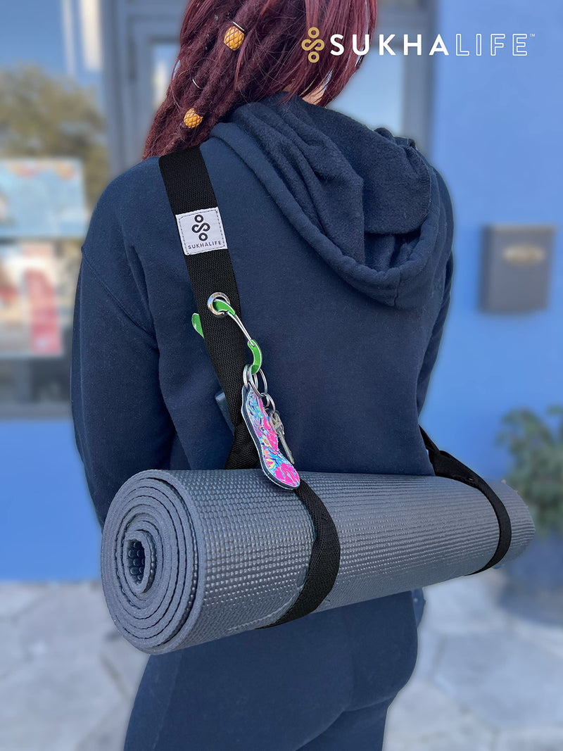 SukhaMat - Yoga Mat Carry Strap, Extra-Durable and Comfortable | Multi-Purpose Strap/Carrier for Your Yoga Mat, Pilates or Exercise Mat Black - BeesActive Australia