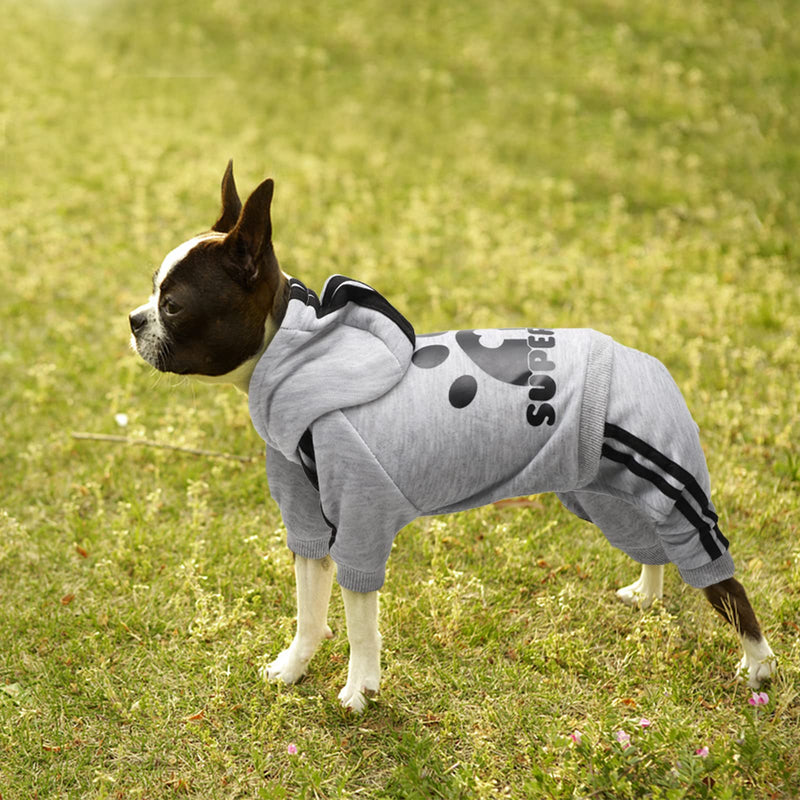 LONTEPET Dog Hoodie 4 Legs Jumpsuit for Small Dogs Puppy Clothes Dog Pullover Sweatshirt Cotton Doggie Winter Coat Cat Apparel XX-Small GREY - BeesActive Australia