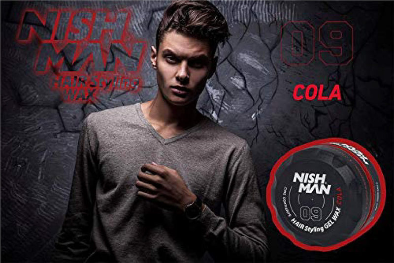 Nish Man Cola Aqua Wax Series Water Based Men’s Hair Styling Natural Shine Strong Hold Nishman Gel Wax 150 ml (09 Cola) - BeesActive Australia