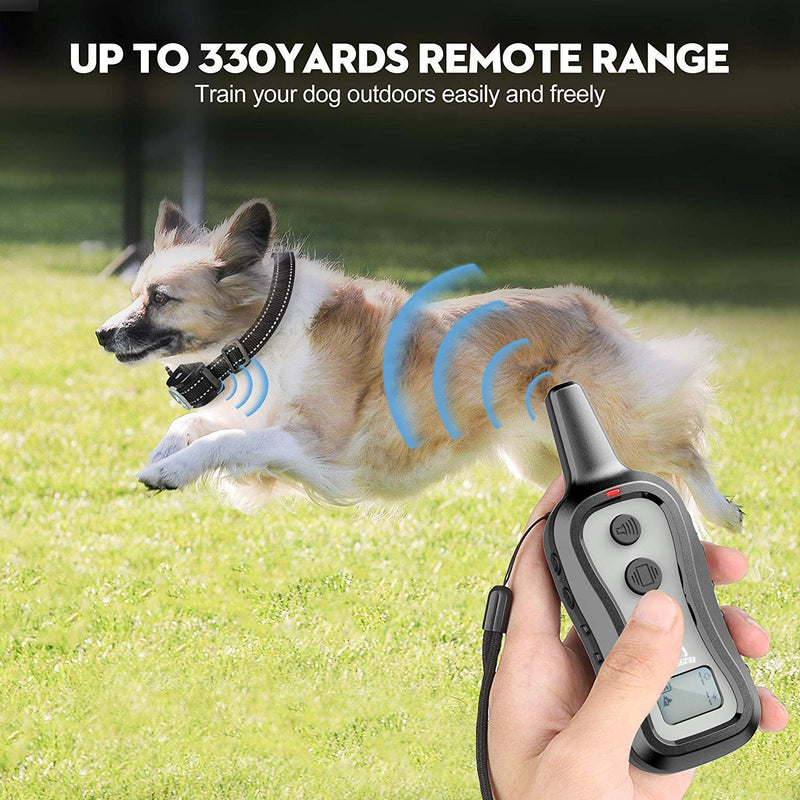 PATPET Dog Training Collar Dog Shock Collar with Remote, 3 Training Modes, Beep, Vibration and Shock, Up to 1000 ft Remote Range, Rainproof for Small Medium Large Dogs Light grey - BeesActive Australia