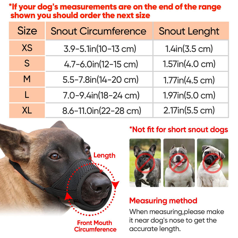 HEELE Dog Muzzle,Soft Nylon Muzzle Anti Biting Barking Chewing,Air Mesh Breathable Drinkable Adjustable Loop Pets Muzzle for Small Medium Large Dogs 4 Colors 4 Sizes L Black - BeesActive Australia