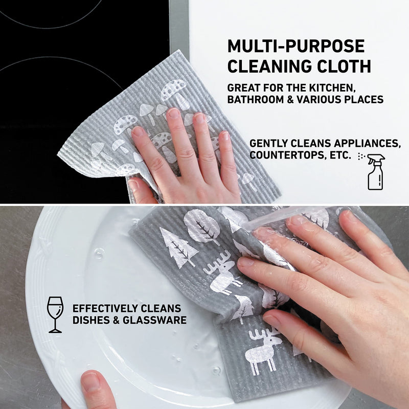 Nordhus Design Swedish Dishcloths 10 Pack – Wash Cloths and Reuse to Replace Paper Towels, Sponges and Dish Rags - Eco Friendly, Biodegradable, Absorbent and Fast Drying Dish Towels for Kitchen Nordic Forest - BeesActive Australia