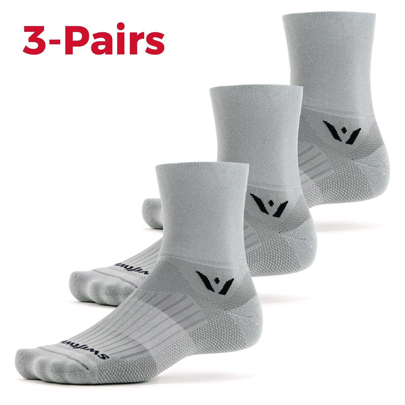 Swiftwick- ASPIRE FOUR (3 Pairs) Cycling & Trail Running Socks, Compression Fit Pewter Large - BeesActive Australia
