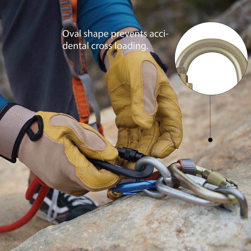 Fusion Climb Ovatti Steel Auto Lock Oval-Shaped Carabineer, Gold - BeesActive Australia