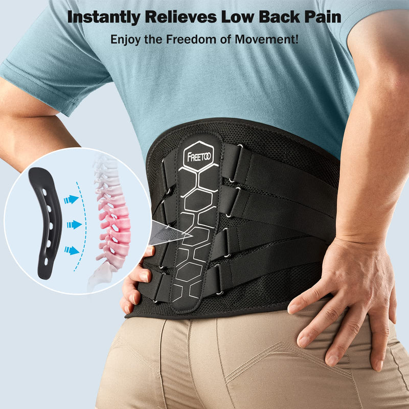 FREETOO Back Brace for Lower Back Pain Relief with Pulley System,Lumbar Support Belt for Men & Women with Lumbar Pad, Ergonomic Design and Soft Breathable 3D Knit Material,for Herniated Disc,Sciatica High Support Large (Waist: 40.5～47.2 Inch) - BeesActive Australia