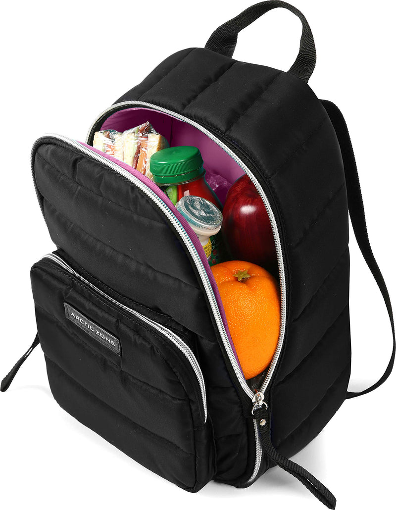 Arctic Zone Quilted, Insulated Backpack Style Lunch Pack - Black 228oz - BeesActive Australia