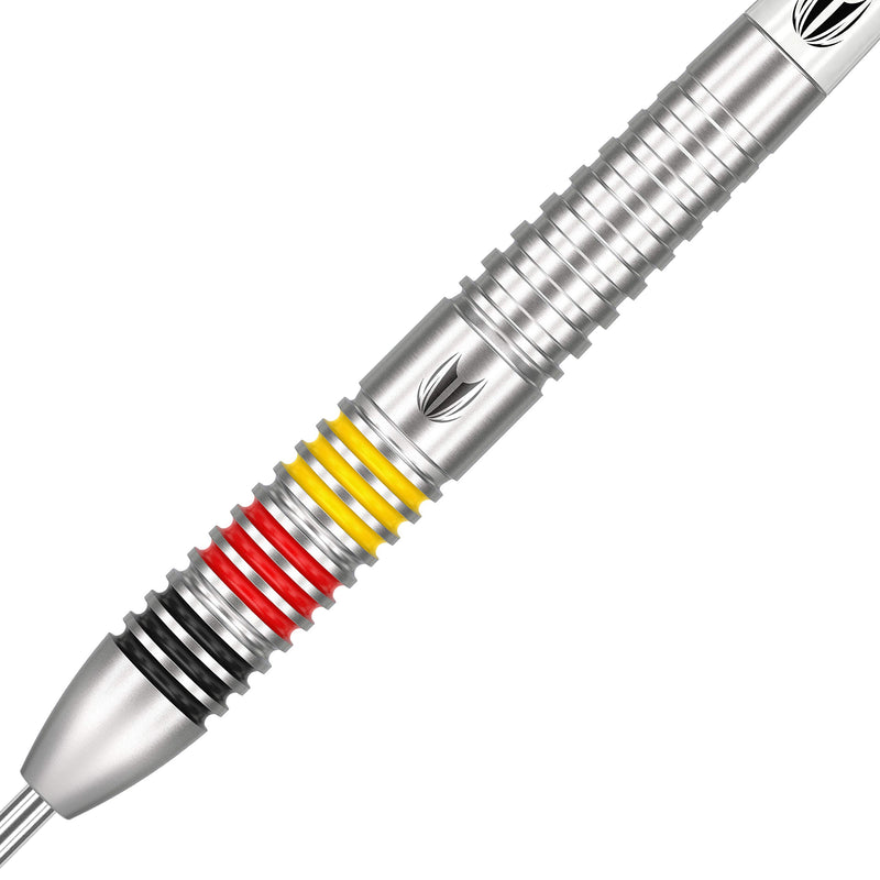 Target Darts Gabriel Clemens 80 22G 80% Tungsten Steel Tip Darts Set, Black, Yellow, red and White - BeesActive Australia