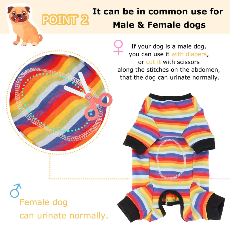 Pawcomon Recovery Suit for Dog After Surgery,Male Female Pet Onesie Clothes Dog Abdominal Wounds Bandages E-Collar& Cone Alternative,Prevent Licking Surgical Snuggly Suit X-Small Rainbow - BeesActive Australia