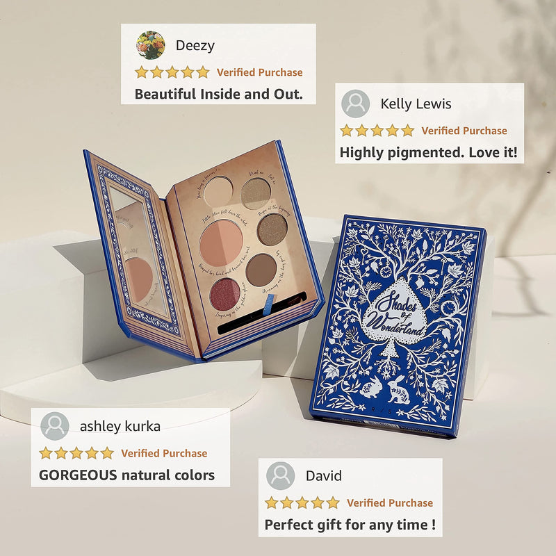 Shades of Wonderland Blush and Eyeshadow Palette - Highly Pigmented Shimmer Matte - Smooth With Moisturizing Jojoba Oil - Vegan and Cruelty Free - For All Skin Types - Unique Design - BeesActive Australia