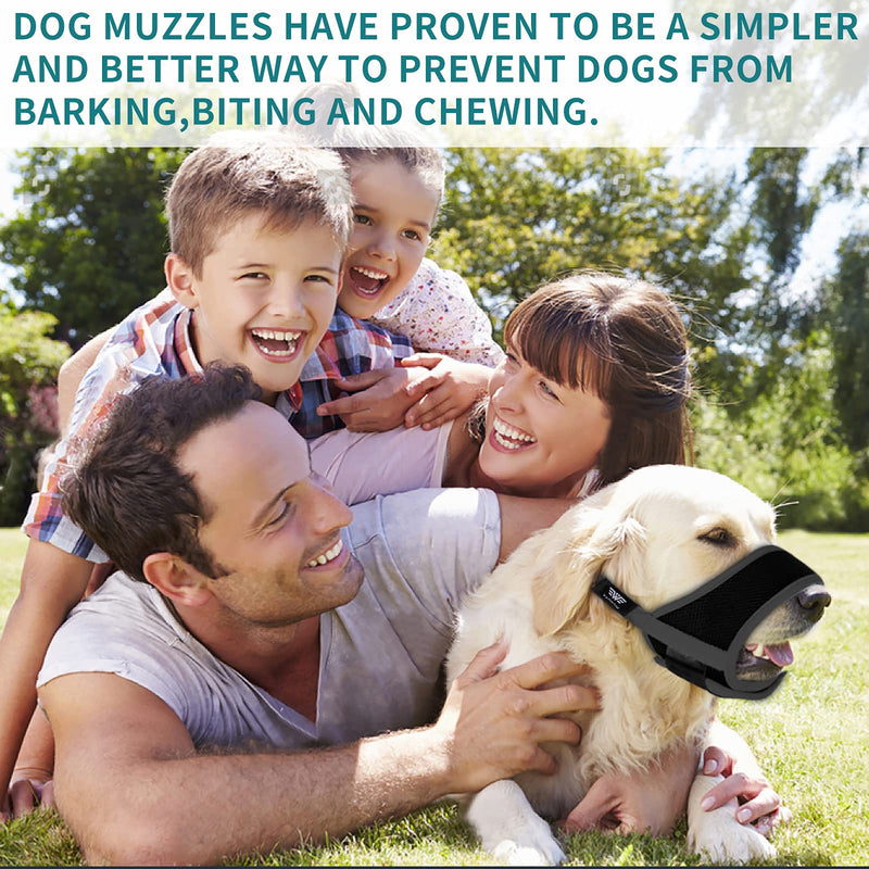 WONDAY Dog Muzzle for Small Medium Large Dogs, Dog Muzzles for Biting Barking and Chewing Puppy Muzzle Nylon Soft Mesh Breathable Adjustable Loop Muzzle Anti-Dropping L Black - BeesActive Australia