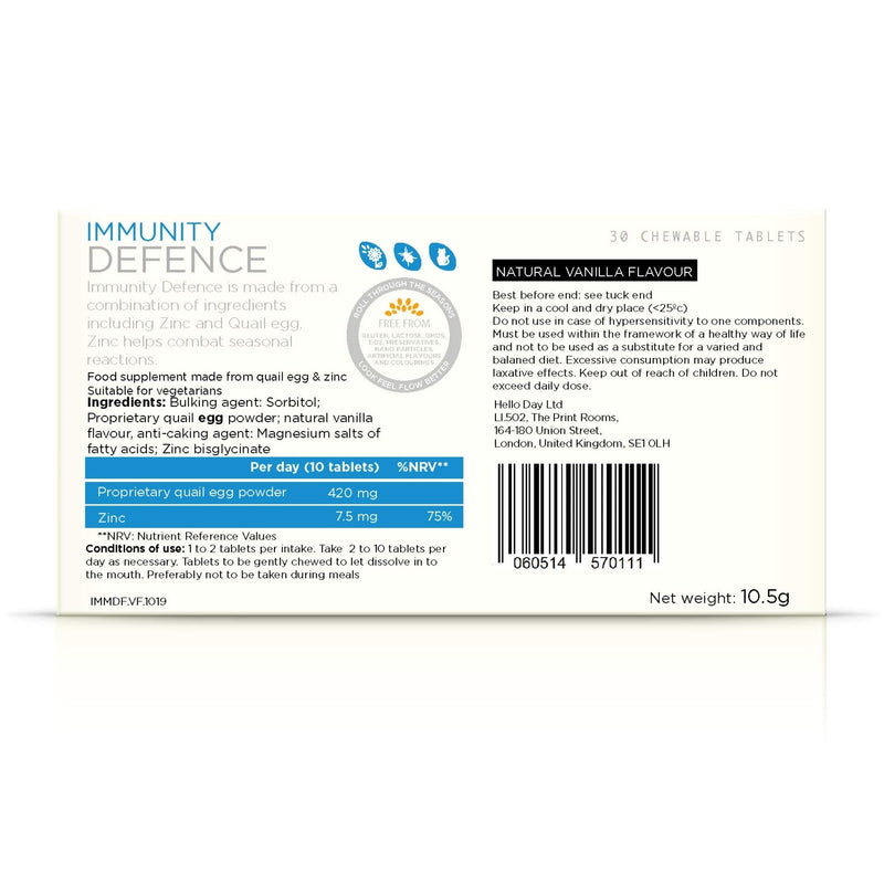 Hello Day - Immunity Defence - Unique Patented Drug Free Hayfever Relief - 30 Chewable Tablets - Clinically Proven - Pharma Grade - BeesActive Australia