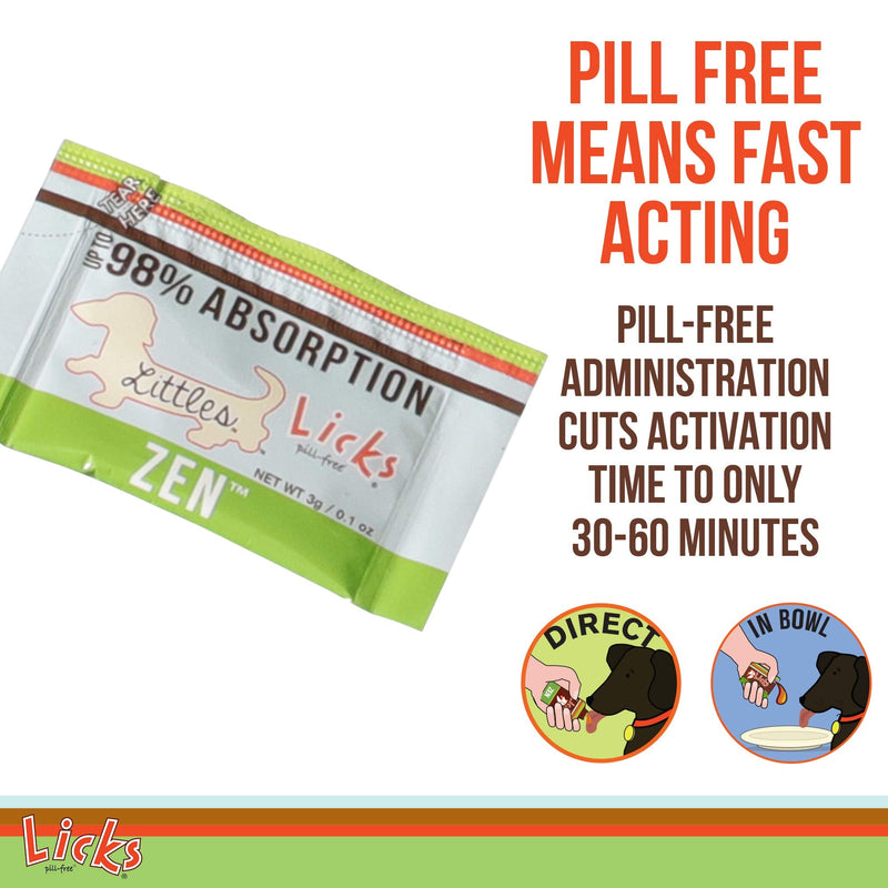 Licks Pill Free Zen Small Breed Dog Calming Aid - Zen Calming Aid Supplements for Aggressive Behavior & Nervousness - Calming Dog & Puppy Treats for Stress Relief & Dog Health - Gel Packets 30 Count (Pack of 1) - BeesActive Australia