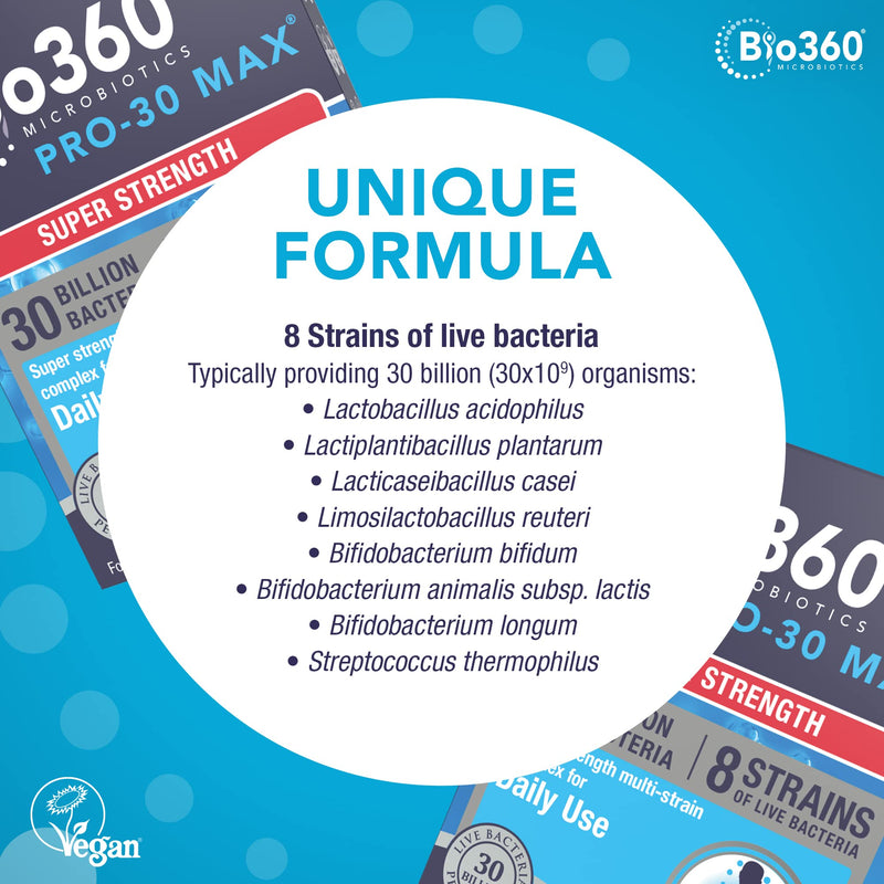 Natures Aid Bio360 Pro-30 MAX (30 Billion Bacteria), from Natures Aid, 30 Capsules Bio360 Pro-30 MAX 30 Capsules - BeesActive Australia