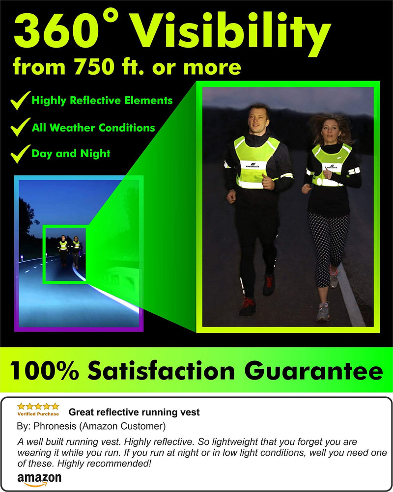 FREEMOVE Reflective Vest Running Gear + 2 Bands & Bag / Ultralight & Comfy Safety Vests for Running, Walking, Cycling Medium - BeesActive Australia