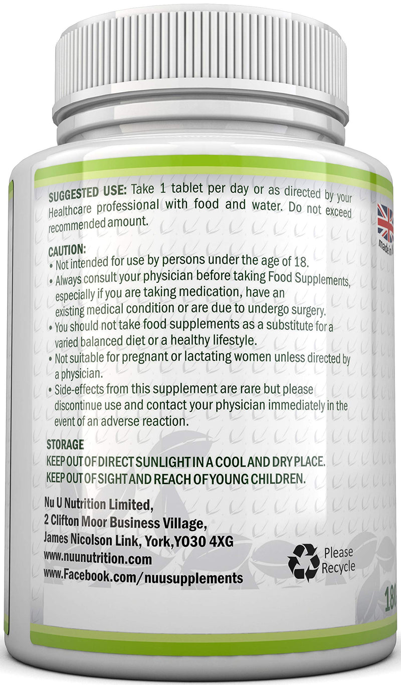 L-Lysine 1000mg | 180 Tablets (6 Month Supply) | Vegetarian and Vegan L lysine 1000mg by Nu U Nutrition - BeesActive Australia