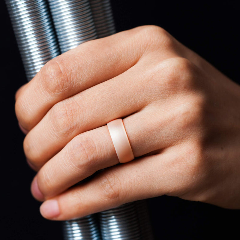 [AUSTRALIA] - ThunderFit Silicone Rings, 7 Rings / 1 Ring Wedding Bands for Men & Women 6mm Wide - 1.65mm Thick Bronze, White, Rose Gold, Women Silver, Light Pink Mix, Marble, Black 6.5 - 7 (17.3mm) 