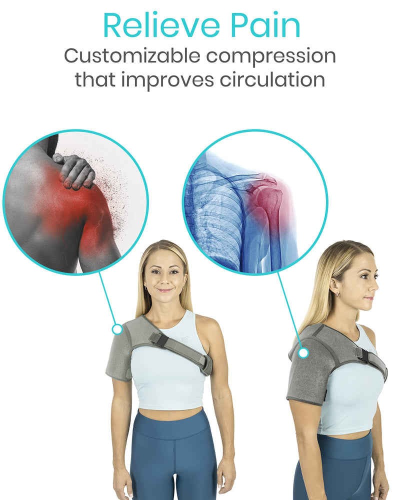 Vive Shoulder Brace - Rotator Cuff Compression Support - Men, Women, Left, Right Arm Injury Prevention Stabilizer Sleeve Wrap - Immobilizer for Dislocated AC Joint, Labrum Tear Pain (Gray, Small) Gray - BeesActive Australia