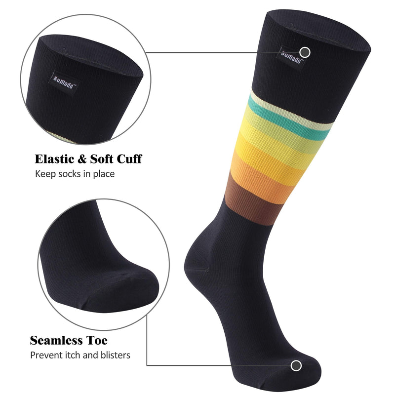 SuMade 100% Waterproof Socks, Breathable Knee High Cushioned Hiking Cycling Skiing Kayaking Socks 1 Pair 20-30mmhg Compression Black&yellow X-Small - BeesActive Australia