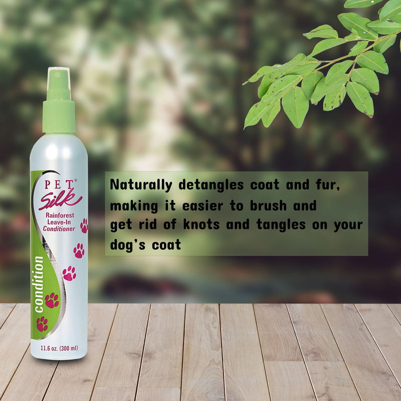 Pet Silk Conditioner - Leave Long Lasting Fresh and Clean Fragrance to Pet's Coat - Dog and Cat Hair Detangler - with Vitamin E- Safe and Gentle on Pet's Skin and Fur (Rainforest - 11.6 oz) - BeesActive Australia