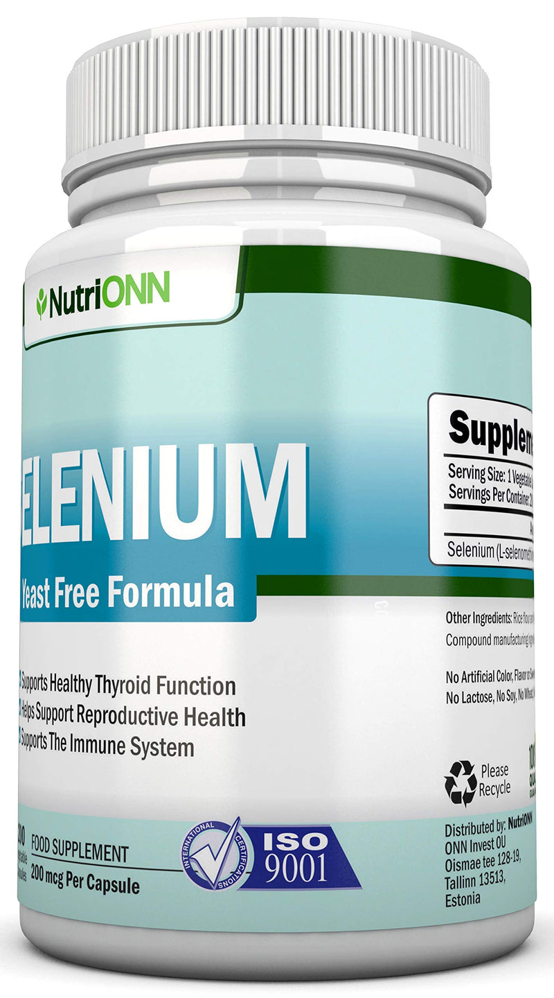 Selenium - 200mcg - 200 Vegetarian Capsules - Yeast Free Formula - Essential Trace Mineral - Pure Selenium (l-Selenomethionine) Supplement - Great for Hormones, Cardiovascular Health and Immune System - BeesActive Australia