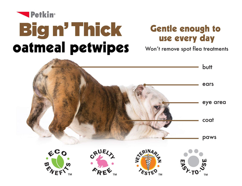 Petkin Oatmeal Pet Wipes for Dogs and Cats (Large Size Wipes, Big n' Thick) – Soothes Itchy, Dry Skin and Cleans Your Pet's Ears, Eyes, Face, Butt, and Body – Various Multipacks Available 200 Wipes - BeesActive Australia