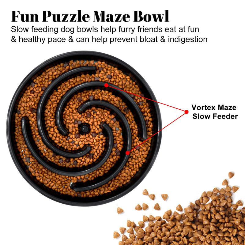 Slow Feeder Large Dog Bowls for Large Medium Dog Non Slip Maze Puzzle Bowl Pet Slower Food Feeding Dishes Interactive Bloat Stop Dog Bowl Preventing Choking Healthy Dog Bowl A-black - BeesActive Australia