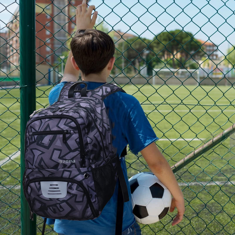 ZOEA Youth Soccer Bags - Boys Girls Backpack for Soccer, Basketball & Football & Volleyball with Ball Compartment Camouflage Black - BeesActive Australia