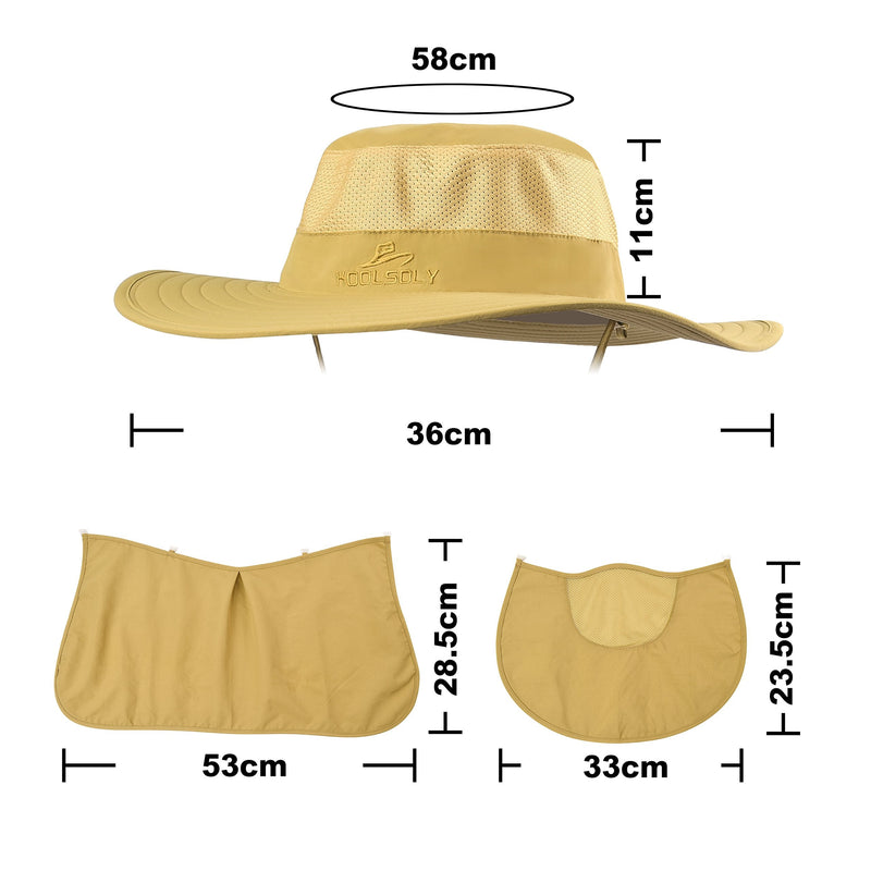 KOOLSOLY Fishing Hat,Sun Cap with UPF 50+ Sun Protection and Neck Flap,for Man and Women Khaki - BeesActive Australia