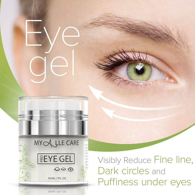 Eye Gel with Hyaluronic Acid, Reduce Dark Circles, Puffiness and Eye Bags. Anti Wrinkle Under Eye Treatment, Hydrating Gel with Collagen, Aloe and Vitamin E, Anti Aging Cream for Men & Women - BeesActive Australia
