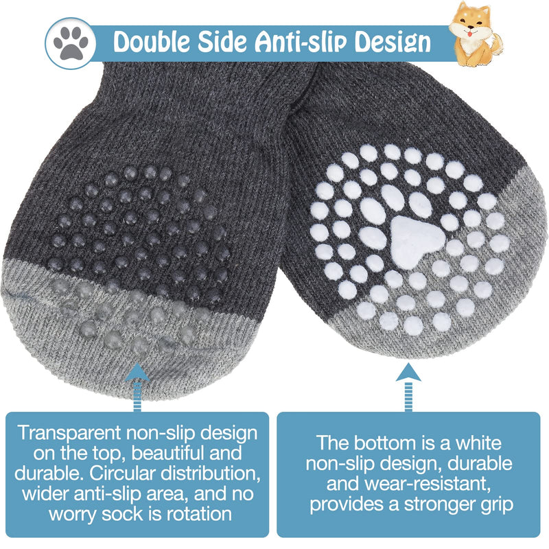 SCENEREAL Double Side Anti-Slip Dog Socks, Non Slip Dogs Sock for Hardwood Floors, 3 Pairs Pet Paw Protectors Indoor, Prevent Floor Scratching, Stop Licking Paws Grey Pearl Paw Medium (Pack of 6) - BeesActive Australia